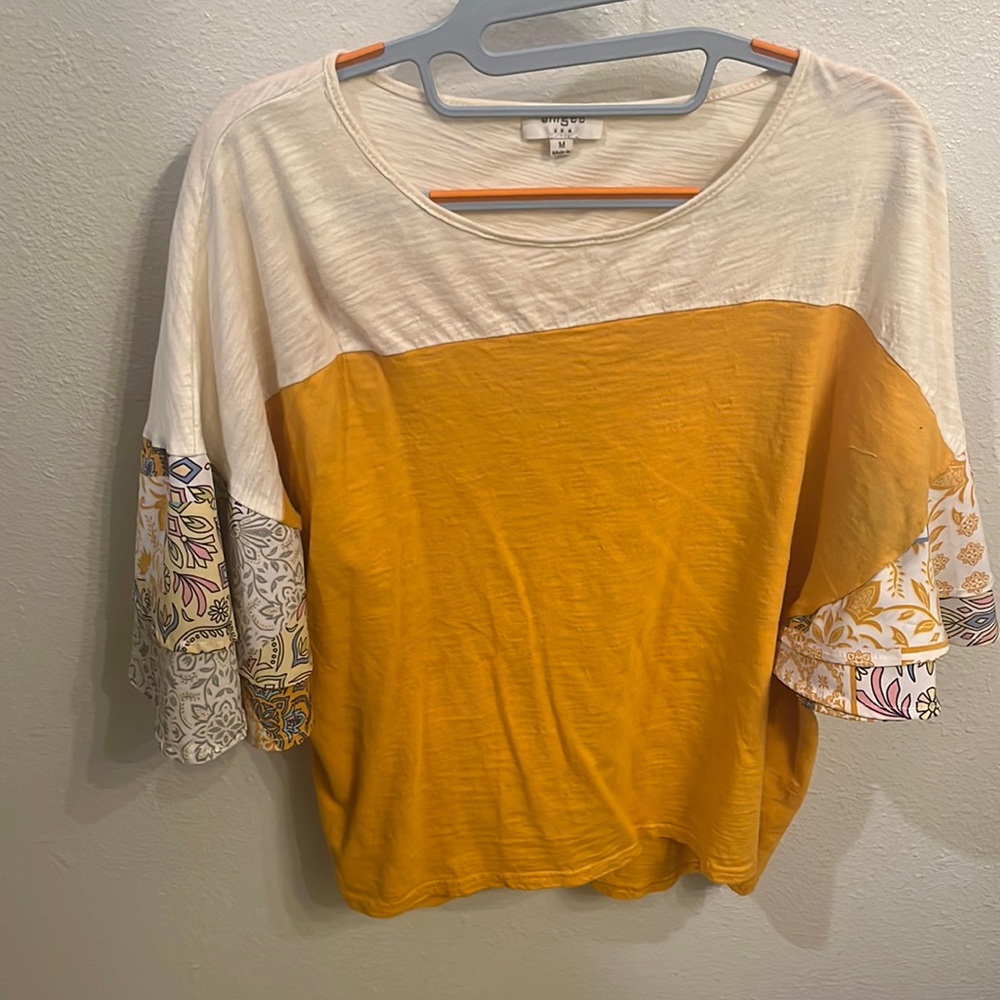 Stylish yellow half sleeve blouse